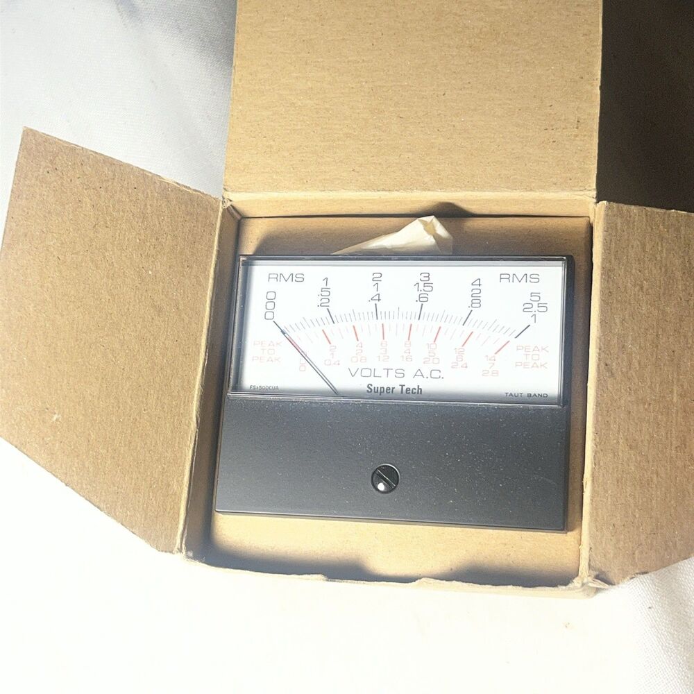 Super Tech Analog AC Voltmeter Panel Meter NOS Taut Band RMS Peak-To-Peak
